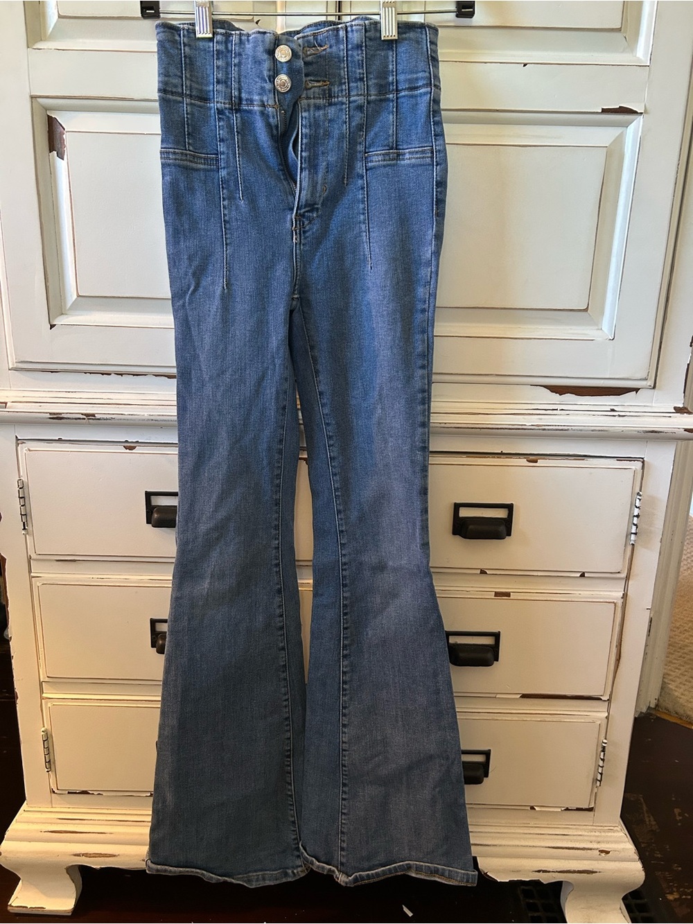 We The Free Medium Blue High-Rise Flare Jeans
